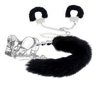NSZPPY Metal Anal Beads Anal Beads with Fox Tail Bondage Plush Handcuffs Handcuffs Long Chains BDSM Anal Plug Butt Plug Handcuffs Prostate G-Spot Massager Sex Toys for Beginners Woman