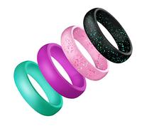 NTALJC 4 pezzi di anelli di silicone glitter a colori assortiti per donne anelli di dito flessibili resistenti comodi per allenamenti sportivi e usura quotidiana presente per anniversari e compleanni