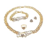NTALJC 4 pezzi set di gioielli da donna scintillanti per orecchini Love Set di gioielli ad anello regolabili per le spose da ballo