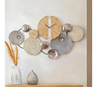 NTALJC 49.4in Large Wall Clock,3D Creative Metal Ginkgo Leaf Design,Wall Clocks for Living Room Decor,with Silent Movement Wall Clocks for Home Wall Decor Clock, Yellow,