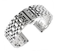 NTALJC Acciaio in metallo cinghia 20/22/24 mm Pulsante con cinturino solido in argento Bracciale maschile nascosto