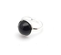 NTALJC Anello ossidiano nero naturale anello rotondo tondo anello regolabile anelli di pietra aperta femminile reiki bilanciati anelli della caviglia anello eternità per donne femmini