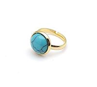 NTALJC Anello turchese blu naturale anello rotondo a colori rotondo anello regolabile anelli di pietra aperta femminile reiki bilanciati anelli di dito anelli eternità anello per donne femmini