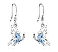 NTALJC Animal Earrings Silver Cat/Panda/Dog/Owl/Butterfly/Peacock Dangle Earrings Cute Animal Jewellery Gift for Women