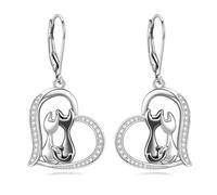 NTALJC Animal Earrings Silver Cat/Panda/Dog/Owl/Butterfly/Peacock Dangle Earrings Cute Animal Jewellery Gift for Women