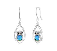 NTALJC Animal Earrings Silver Cat/Panda/Dog/Owl/Butterfly/Peacock Dangle Earrings Cute Animal Jewellery Gift for Women