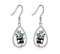 NTALJC Animal Earrings Silver Cat/Panda/Dog/Owl/Butterfly/Peacock Dangle Earrings Cute Animal Jewellery Gift for Women