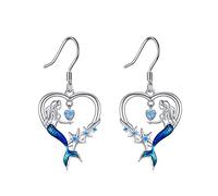 NTALJC Animal Earrings Silver Cat/Panda/Dog/Owl/Butterfly/Peacock Dangle Earrings Cute Animal Jewellery Gift for Women