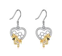 NTALJC Animal Earrings Silver Cat/Panda/Dog/Owl/Butterfly/Peacock Dangle Earrings Cute Animal Jewellery Gift for Women