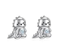 NTALJC Animal Earrings Silver Cat/Pig/Dinosaur/Cow/Frog/Hedgehog/Turtle Stud Earrings Cute Animal Jewellery Gifts for Women Girls