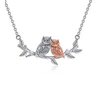 NTALJC Animal Necklace Silver Moth/Cat/Owl/Butterfly Abalone Pendant Charm Necklace Animal Jewellery for Women Girls