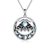 NTALJC Animal Necklace Silver Moth/Cat/Owl/Butterfly Abalone Pendant Charm Necklace Animal Jewellery for Women Girls