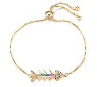NTALJC Bellissimo braccialetto a liscia di zirconia cubica multicolore per donne bracciale a catena regolabile