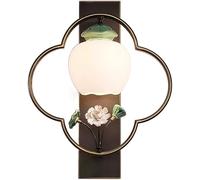 NTALJC Cina tutta la lampada da letto per pareti in ottone, lampada da comodino corridoio soggiorno. Foglia di foglia di foglia,