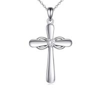 NTALJC Collana a croce per donne Silver Celtic Rose Cross Cipndant Necklace Religiosi Gioielli religiosi Regali per uomini Girlfriend Girlfriend Wife