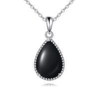 NTALJC Collana argentata lapis lazuli/turchese/onice nero/quarzo rosa/ambra/moonstone a pendente lacrima lacrima
