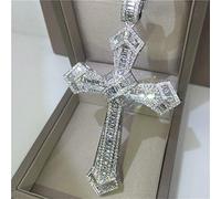 NTALJC Collana con Ciondolo con Croce di Diamanti in Argento Sterling 925 con Pendenti per Matrimonio per Donna, Uomo, Regalo di Gioielli moissanite