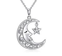 NTALJC Collana lunare Crescent Crescent Moon Serbone Star Charm Pentagram collana per donne
