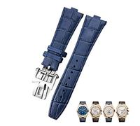 NTALJC For Vacheron Constantin Overseas Black Blue Brown Bamboo Grain Watch Bands 25mm Genuine Leather Convex Interface Watch Strap