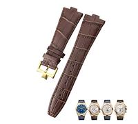 NTALJC For Vacheron Constantin Overseas Black Blue Brown Bamboo Grain Watch Bands 25mm Genuine Leather Convex Interface Watch Strap
