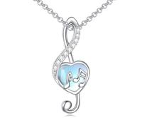 NTALJC Music Necklace Silver Music Note Heart Pendant Musical Necklace Cubic Zirconia Musical Jewellery Gift for Women Girls
