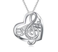 NTALJC NOTA MUSICA Collana per donne Silver Treble Clef Cucciolo a sospensione Musica Gioielli Regali per la musica Amante Donne Teens Girls