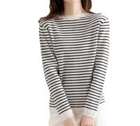 NTALJC O-Neck Striped Sweater Harajuku Winter Vintage Thick Slim Stretchy Warm Tops Basic Knitted Pullovers