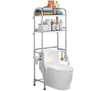 NTALJC Oltre lo stoccaggio del water, sullo scaffale dell'organizzatore del bagno per la toilette con 4 ganci, ripiani del bagno autoportante con portabicchiera, portabiciatte multifunzionale con