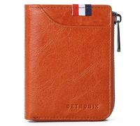 NTALJC Portafoglio bifold da uomo in vera pelle di grande capacità con blocco RFID, morbido portafoglio con cerniera vintage autentico, 10 scomparti per carte, con tasca portamonete con cerniera