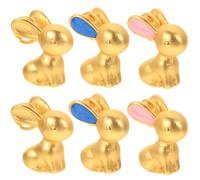 NTALJC Set di 6 ciondoli con ciondoli di coniglio 3D, accessori di gioielli fai da te in lega per la creazione di braccialetti, mix di colori rosa blu, forniture artigianali per gioielli fatti a mano