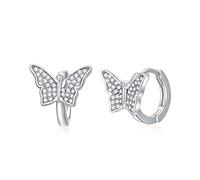 NTALJC Silver Butterfly Dragonfly Bumble Bee Bat Cat Bunny Axolotl Highland Cow Frog Sloth Snake Dragon Dinosaur Dangle Dangly Drop Charm Earrings Insect Jewellery Gifts for Women