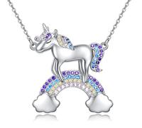 NTALJC Silver Butterfly Dragonfly Hummingbird Axolotl Bunny Cat Dog Frog Guinea Turtle Turtle Highland Horse Wolf Sermaid Phoenix Unicorn Collane a sospensione Gioielli Animali Regali per le donne
