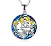 NTALJC Silver Butterfly Dragonfly Hummingbird Axolotl Bunny Cat Dog Frog Guinea Turtle Turtle Highland Horse Wolf Sermaid Phoenix Unicorn Collane a sospensione Gioielli Animali Regali per le donne