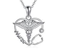 NTALJC Silver Cross Evil Eye Hebrew Chai Moon Sun Claddagh Anchor Compass Stethoscope Tennis Racket Ballerina Mother Pendant Necklaces Jewellery Gifts for Women Girls