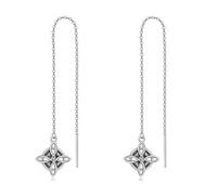 NTALJC Silver Threader Earring Dangle Drop Tassel Pull Through Earrings for Women