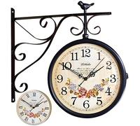 NTALJC Vintage Antique-Look Wall-Mounted Clock with Waterproof Cover for Indoor & Garden, Hanging Decor