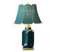 NTALJC Vintage Bedside Lamp Green Ceramic Table Lamps Brass Base Desk Light Farmhouse Bedroom Living Room Home Office Desk Nightstand Table Lamp Table Lamps for Bedroom,n Switch,35 * 55cm