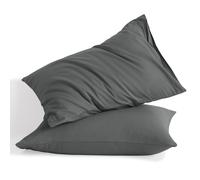 NTBAY Standard Cotton Pillowcases - Envelope Closure 20x26 Pillowcases Set of 2 Breathable and Soft Bed Pillow Cases Dark Grey