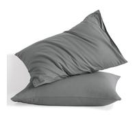 NTBAY Standard Cotton Pillowcases - Envelope Closure 20x26 Pillowcases Set of 2 Breathable and Soft Bed Pillow Cases Grey