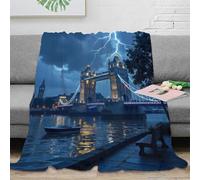 NTBSDVKDO stampa 3D bridge lightning coperta in pile microfibra biancheria da letto calda coperta per aria condizionata leggera per regali estivi night scena 40x50inch(100x130cm)