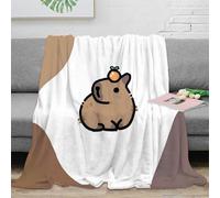 NTBSDVKDO stampa 3D Capybara with orange plaid da divano microfibra biancheria da letto non perde pelo coperta da divano morbida per giovani in relax carino cartoon 70×80inch(180x200cm)
