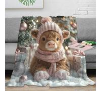 NTBSDVKDO stampa 3D carino calf inverno coperta in pile microfibra biancheria da letto traspirante plaid in pile morbido per studenti durante le lezioni online christmas cozy 70×80inch(180x200cm)