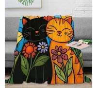 NTBSDVKDO stampa 3D Carino cats coperta per aria condizionata microfibra biancheria da letto anti-pilling plaid per estate morbido per giovani in estate Stained glass arte 80×90inch(200x230cm)