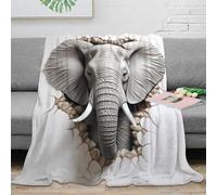NTBSDVKDO stampa 3D Elephant wall arte coperta da camera da letto microfibra biancheria da letto non perde pelo plaid da camera morbido per residenze studentesche D illusion 70×80inch(180x200cm)