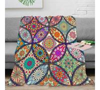 NTBSDVKDO stampa 3D floreale pattern coperta da letto biancheria da letto morbida traspirante coperta in pile termica lavabile in lavatrice per tutta la famiglia Bohemian mandala 60x80inch(150x200cm)