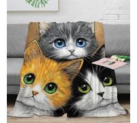 NTBSDVKDO stampa 3D kitten trio plaid microfibra biancheria da letto morbido e caldo coperta per aria condizionata soffice anti-pilling per interni cartone animato animal 70×80inch(180x200cm)