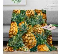 NTBSDVKDO stampa 3D Pineapple fruits coperta microfibra biancheria da letto anti-pilling e calda plaid compatto per giovani in trasferte lavorative Vibrant tropical 70×80inch(180x200cm)