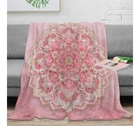 NTBSDVKDO stampa 3D Pink mandala coperta microfibra biancheria da letto morbida e calda plaid compatto anti-pilling per studenti universitari artistico floreale design 60x80inch(150x200cm)