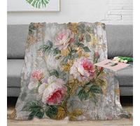 NTBSDVKDO stampa 3D Roses in bloom coperta da salotto microfibra biancheria da letto morbida e calda plaid da salotto soffice e non perde pelo per soggiorno vintage floreale gia 40x50inch(100x130cm)