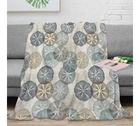 NTBSDVKDO stampa 3D Sand dollar pattern coperta da divano microfibra biancheria da letto non perde pelo coperta da letto morbida e calda traspirante per letto Nautical sea motif 60x80inch(150x200cm)
